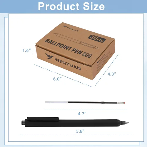 Vista 3 de WY WENYUAN Bolígrafos a granel, paquete de 30 bolígrafos negros de bola (punta media de 1.0 mm) - Bolígrafos de escritura suave sin manchas tipo