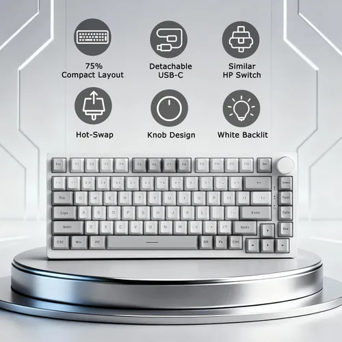 Vista 2 de FIRSTBLOOD ONLY GAME. AK820 Teclado mecánico con cable al 75%, teclado para juegos montado en junta intercambiable en caliente con interruptores
