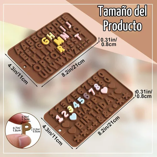 Vista 2 de 4 moldes de silicona para chocolate, moldes de silicona para letras y moldes de chocolate con números con símbolos de decoración de pasteles