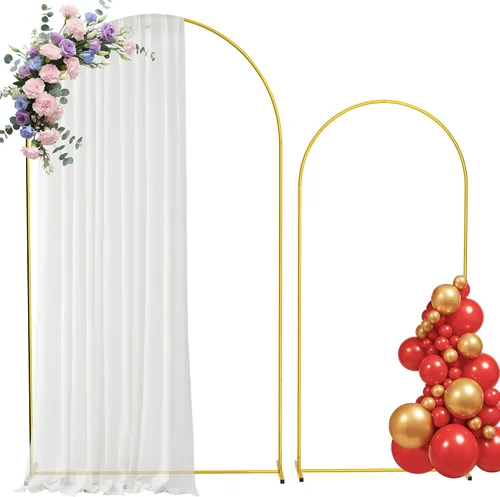 Vista 10 de Soporte de arco de globos de metal dorado de 6 pies, soporte de arco de fondo con base estable, decoración de boda, cumpleaños, baby shower y fiesta