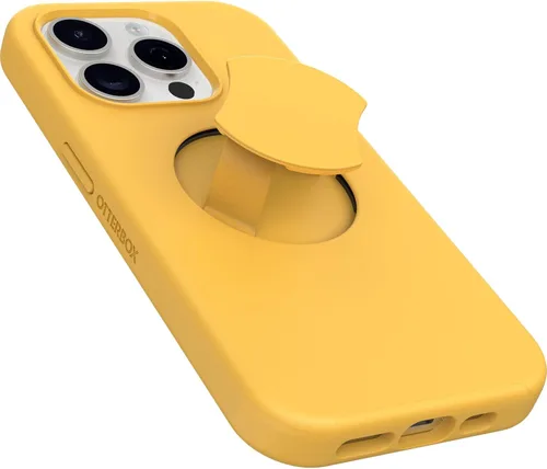 Vista 5 de OtterBox Funda OtterGrip Symmetry Series para iPhone 15 Pro (solamente), Aspen Gleam (naranja), agarre integrado, funda elegante, se ajusta a