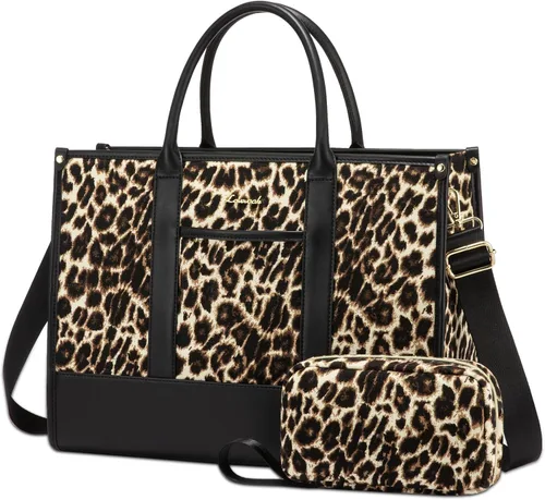 Vista 15 de LOVEVOOK Bolso para laptop y bolsa de mano para mujeres, bolso de trabajo de 15.6 pulgadas, gran bolso profesional para maestra, liviano, bolso