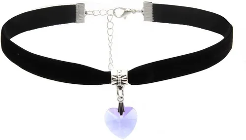 Vista 3 de LOYJOY - Collar con dije de corazón de diamantes de imitación cadena ajustable cadena de terciopelo para clavícula moda elegante gargantilla