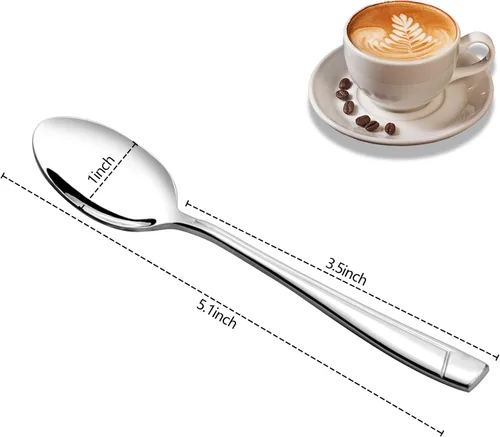 Vista 2 de Anbers Cucharas de café espresso Demitasse de acero inoxidable, 5 pulgadas, 16 piezas