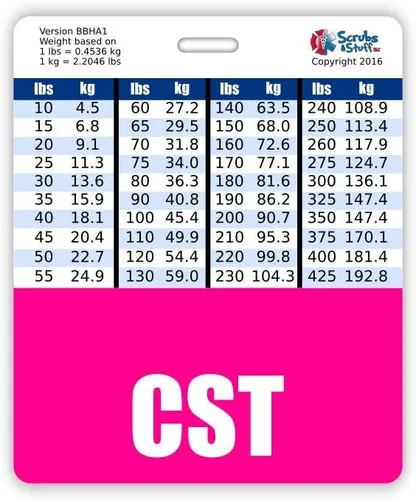 Vista 15 de CST Badge Buddy - Tablas de conversión horizontales con altura y peso (estándar, negro)