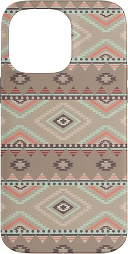 Vista 21 de Funda rústica para iPhone 16 con patrón azteca occidental bohemio