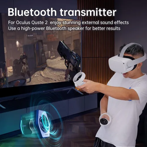 Vista 7 de TATAVR Transmisor de audio inalámbrico Bluetooth para Oculus Quest 2, adaptador Bluetooth 5.0 tipo C para auriculares Meta Quest 2 VR