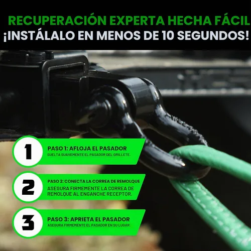 Vista 5 de Dos correas de recuperación resistentes de Rhino USA, Negro