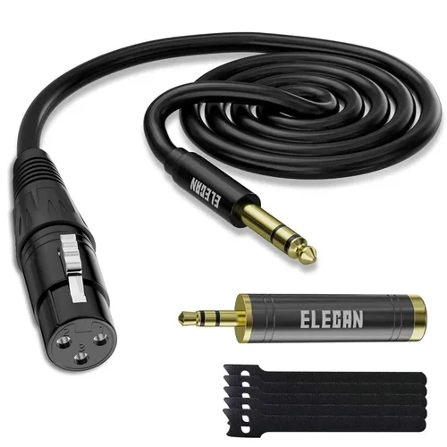 Vista 12 de Elecan Cable Auxiliar TRS Macho a XLR Macho de 3.5mm (1/8 Pulgada) de 4 Pies, Cable de Micrófono Estéreo Blindado Profesional Balanceado, Chapado