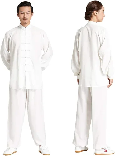Vista 4 de Adulto Tai Chi Uniforme Chino Tradicional Artes Marciales Kung Fu Traje Algodón Lino Tang Traje