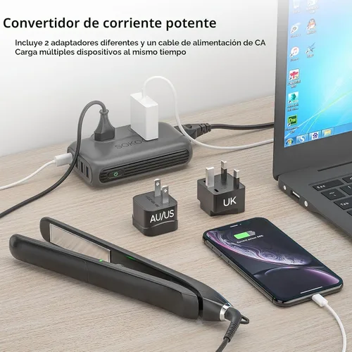 Vista 5 de SOKOO 220v a 110v convertidor de voltaje, adaptador de viaje internacional