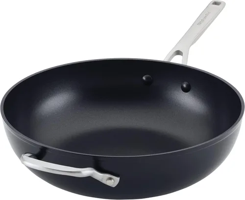 Vista 14 de KitchenAid - Juego de ollas y sartenes antiadherentes de inducción con anodizado duro, 10 piezas, color negro mate Juego de utensilios de cocina