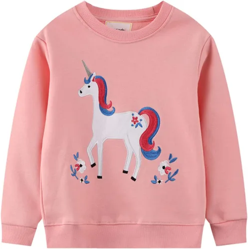 Vista 17 de HILEELANG - Sudaderas de cuello redondo para niñas, manga larga, para invierno