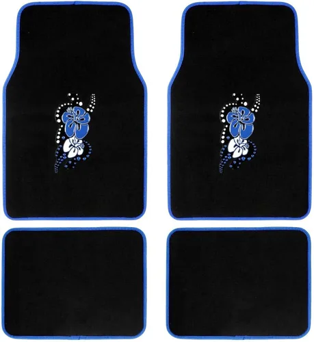 Vista 12 de BDK Alfombras con diseño floral de flores rosas para automóvil, camioneta, camión, SUV, juego completo de 4 piezas delanteras y traseras con Floral