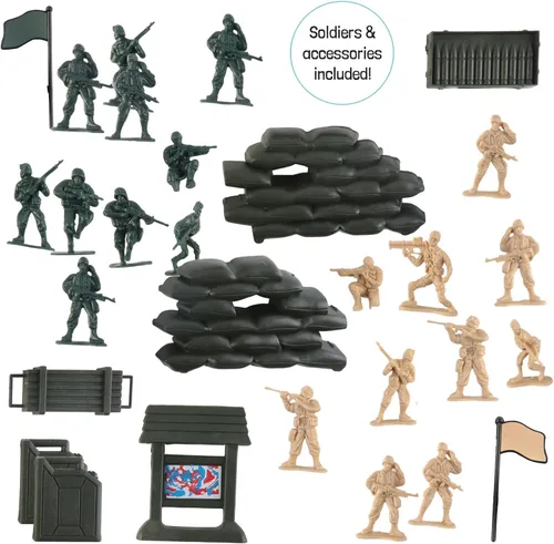 Vista 5 de Vokodo Paquete de 5 unidades de vehículos de las Fuerzas Armadas, vehículos eléctricos de fricción, incluye helicóptero, tanque y figuras