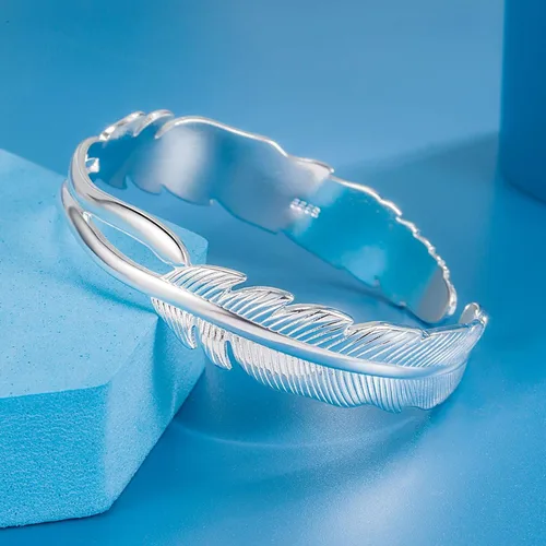 Vista 2 de Pulseras de plata de ley 925 para mujer, pulseras ajustables de moda para mujer, pulsera de la suerte para mujeres, mamá, esposa, San Valentín
