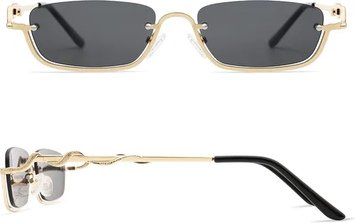 Vista 3 de Appassal Gafas de sol de serpiente de moda para mujeres y hombres, gafas de sol rectangulares estrechas AP3649