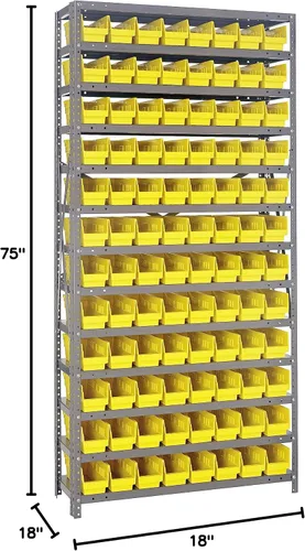 Vista 75 de Quantum QSBU-245BK Heavy Duty Shelving Unit with (7) Shelves and (24) QUS245 Black Bins for Garage Warehouse Storage Distribution 400 lb Load