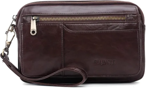 Vista 16 de Cartera organizadora de cuero para hombre con ranuras protectoras para tarjetas de crédito