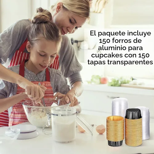 Vista 7 de 150 moldes desechables de papel de aluminio para hornear, con tapas, mini moldes para cupcakes de 5 onzas, moldes para flan, moldes para tartas