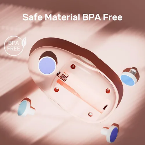 Vista 8 de Cortador de uñas eléctrico para bebés, juego de cortaúñas seguro para recién nacidos, bebés y niños pequeños, 8 cabezales de molienda, lima de uñas