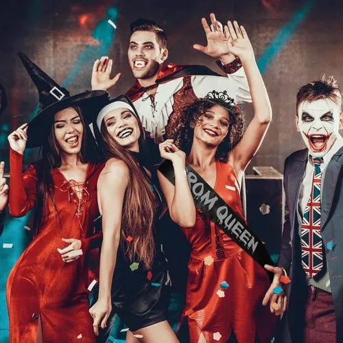 Vista 5 de Lyrow 2 Pcs Prom Crowns and Sashes Corpse Cosplay Set Spooky Queen Zombie Set Headwear for Party