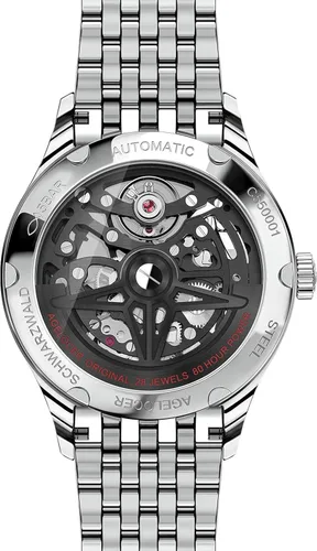 Vista 4 de AGELOCER Reloj analógico de lujo para hombre con diseño de esqueleto mecánico automático de acero inoxidable