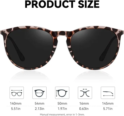 Vista 5 de Gafas de sol polarizadas redondas retro para mujer, gafas de sol vintage de moda con protección UV