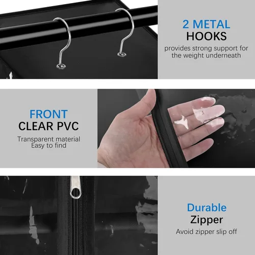 Vista 7 de Organizador colgante de PVC transparente de 8 niveles con cremallera, estantes de almacenamiento de suéter con cubierta, organizador de zapatos