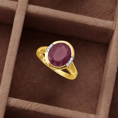Vista 5 de Ross-Simons Anillo de rubí de 5.00 quilates con detalles de diamantes en oro amarillo de 14 quilates
