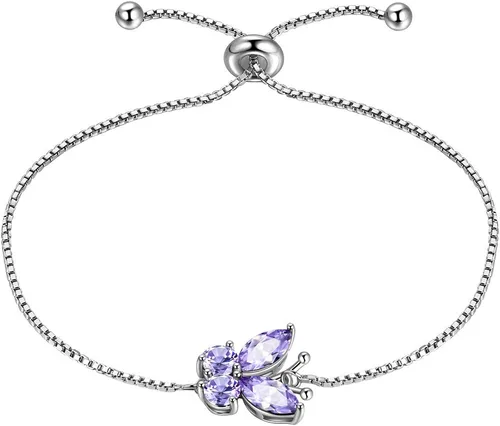 Vista 19 de Aurora Tears Pulsera de piedra natal de mariposa – Pulsera de plata de ley 925 para mujer, regalo de cumpleaños para mujer A. Enero