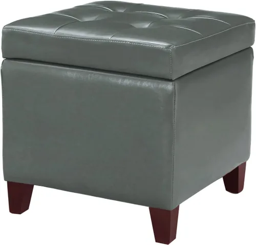 Vista 15 de Homebeez Taburete otomano de almacenamiento de piel sintética con tapa abatible (negro)