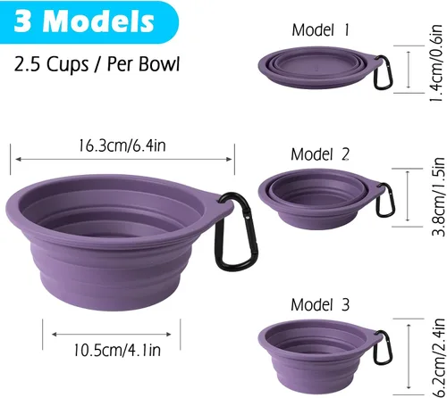Vista 4 de PetBonus 2-Pack Silicone Collapsible Dog Bowls and Dog Collar Safety Clip