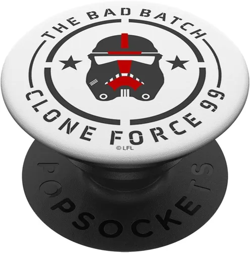 Vista 7 de Star Wars: Bad Batch Clone Force 99 Casco rojo y gris PopSockets MagSafe PopGrip para iPhone