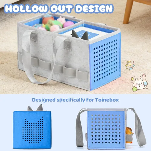 Vista 2 de Estuche de transporte para Toniebox Bolsa de viaje para Tonies Starter Set y reproductor de audio, bolsas portátiles de tela de fieltro