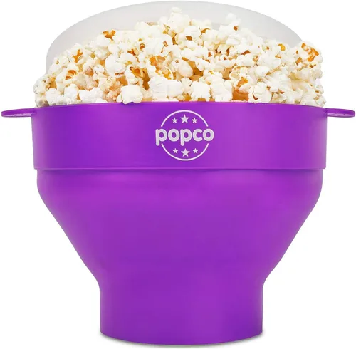 Vista 11 de POPCO Palomitas de maíz de silicona para microondas con asas, para hacer palomitas de maíz, para microondas, cuenco plegable, apto