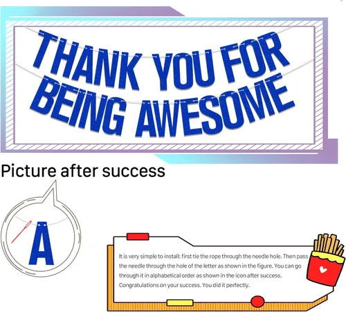 Vista 3 de Cartel de agradecimiento por ser impresionante con purpurina azul, pancarta con texto en inglés "We Will Miss You", cumpleaños, para jubilación
