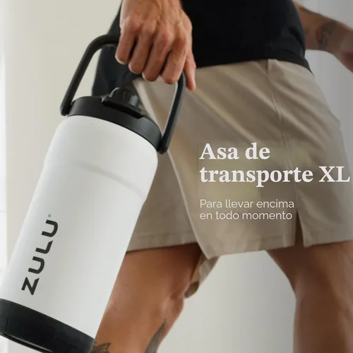 Vista 7 de ZULU Goals - Botella de agua de acero inoxidable con gran capacidad, aislada al vacío Jarra reutilizable con asa Tapa a prueba de fugas Negro