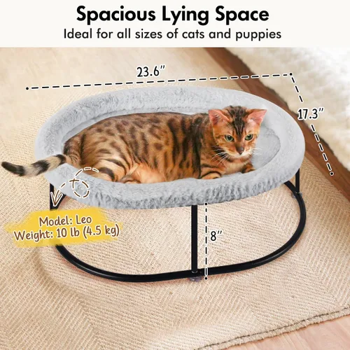 Vista 4 de Zoratoo Hamaca elevada para gatos de interior, cama mullida y cálida para gatos con funda de cama desmontable, cama portátil para mascotas elevada