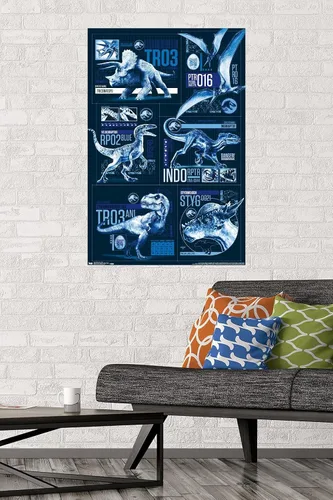 Vista 20 de Trends International Jurassic World: Fallen Kingdom - Póster de pared con cuadrícula, 14.725 x 22.375 pulgadas, versión enmarcada de madera