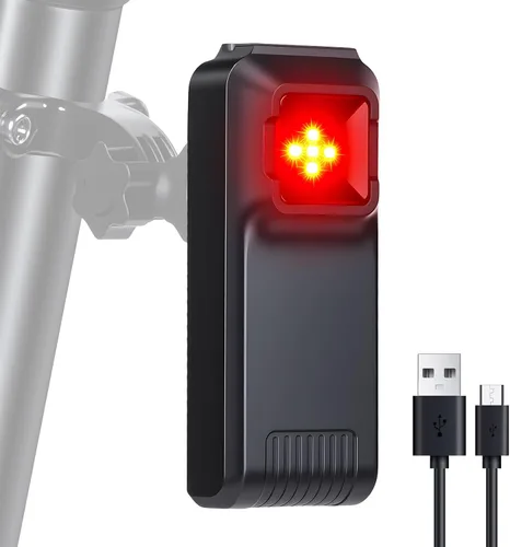 Vista 8 de WSDCAM Smart Bike Tail Light Alarm Bike Brake Light Auto ON/Off Anti Theft Bike Alarm with Remote Waterproof Bicycle Alarm Rear Bike Light Bicycle