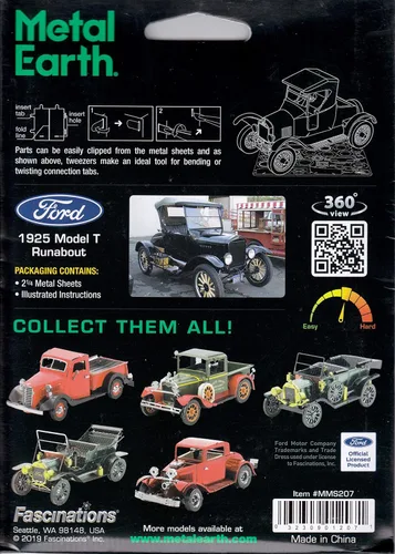 Vista 7 de Fascinations Metal Earth 1925 Ford Modelo T Runabout Kit de modelo de metal 3D