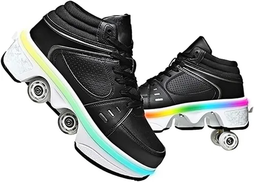 Vista 7 de Patines multifuncionales Zapatos de Deformación Automáticos Zapatos de Patinaje Masculino y Femenino Zapatos de Patinaje 2 en 1 Patines de Polea