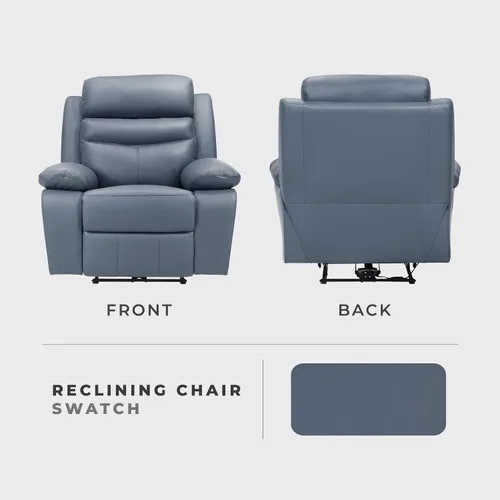 Vista 5 de Lexicon Silla Reclinable para Sala de Estar de Combinación de Cuero, Asientos para Cine en Casa, Sillón Reclinable Pegado a la Pared, Sillón Azul
