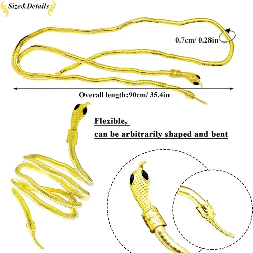 Vista 6 de RechicGu Elegante Egipto Cleopatra Remolino Serpiente Brazalete Abierto Brazalete Brazalete Flexible