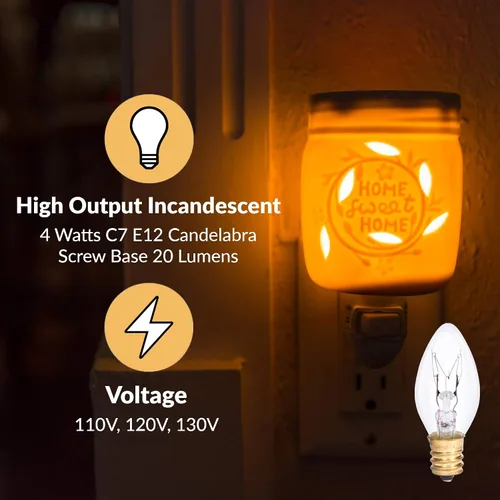 Vista 3 de Simba Lighting Bombilla de repuesto C7 de 4 W (paquete de 6) para luz nocturna, forma de vela transparente, 120 V, base de candelabro E12