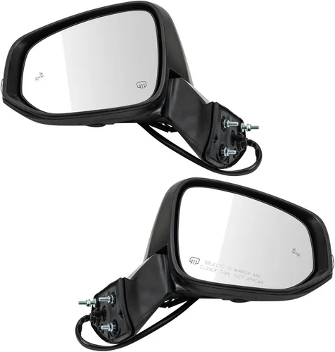 Vista 130 de TRQ Conjunto de 2 piezas de espejo lateral para conductor y pasajero, ajuste eléctrico, sin calefacción, sin memoria, color negro, compatible