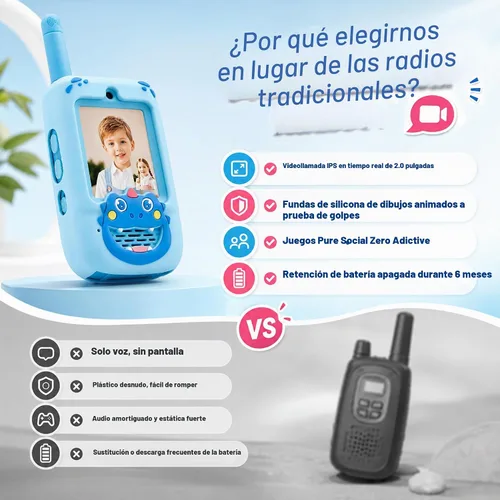 Vista 4 de Video Walkie Talkies for Kids, Dinosaur & Unicorn Cover 2 Pack
