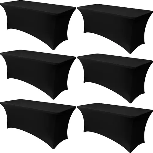 Vista 15 de Obstal Paquete de 6 Fundas de Mesa Elásticas de Spandex para Mesas de 6 Pies - Mantel Rectangular Universal Ajustado de 6 Pies Protector para Bodas