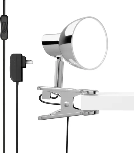 Vista 7 de Lámpara LED con clip, luz de escritorio súper brillante de 5 W, rotación de 330° con abrazadera en el escritorio/mesa/cabecero de cama/armario, Azul
